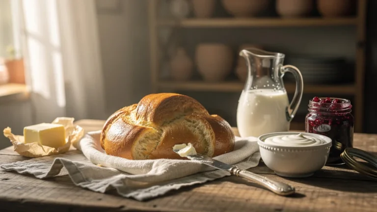 Brioche au yaourt ou lait pour le petit-déjeuner, verdict pratique avec ambiance matin rustique